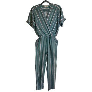 MAJE Jumpsuit Size 34 /XS Cap Sleeve Long Pant Pockets Textured Cotton V Neck Ca